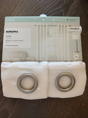 Sonoma Sheer Window Curtain Panels in White with Silver Grommets (2-Pack)